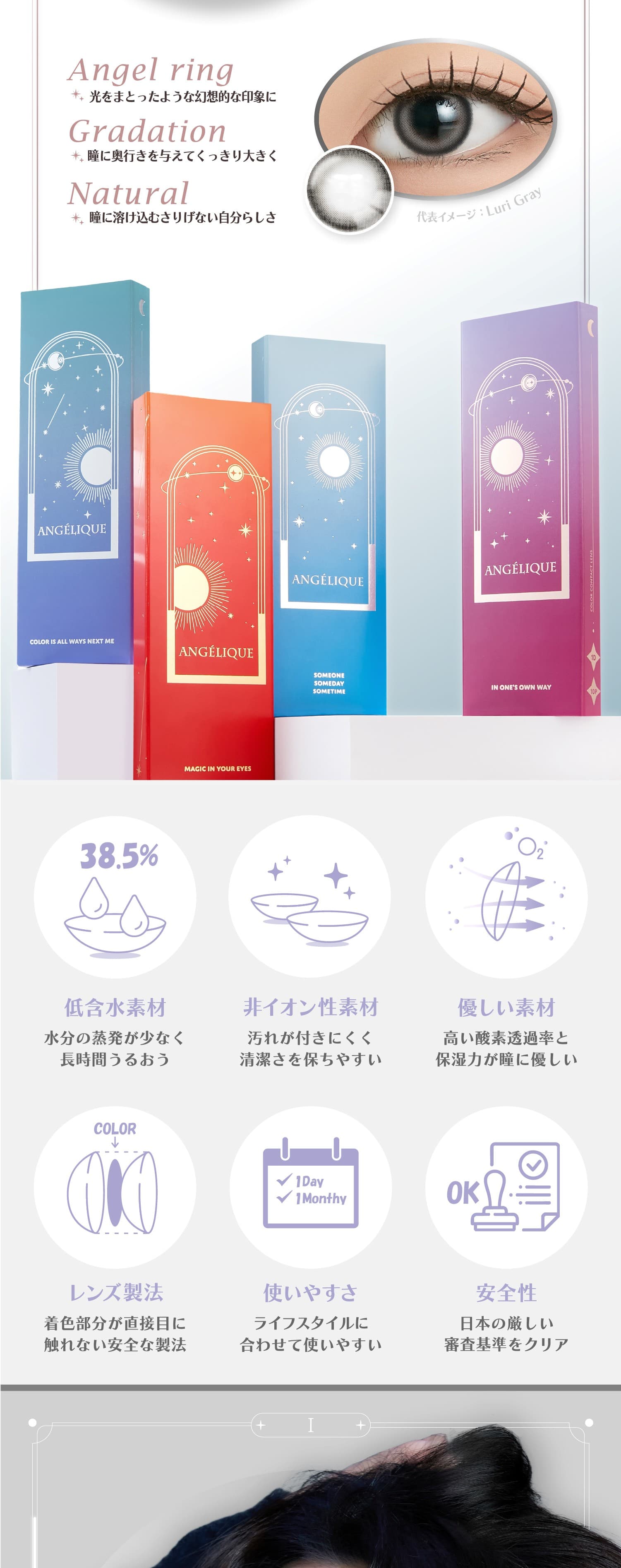 i-dle SOYEON(ソヨン)イメージモデルの水光カラコンリアンジェリークワンデー製品スペック