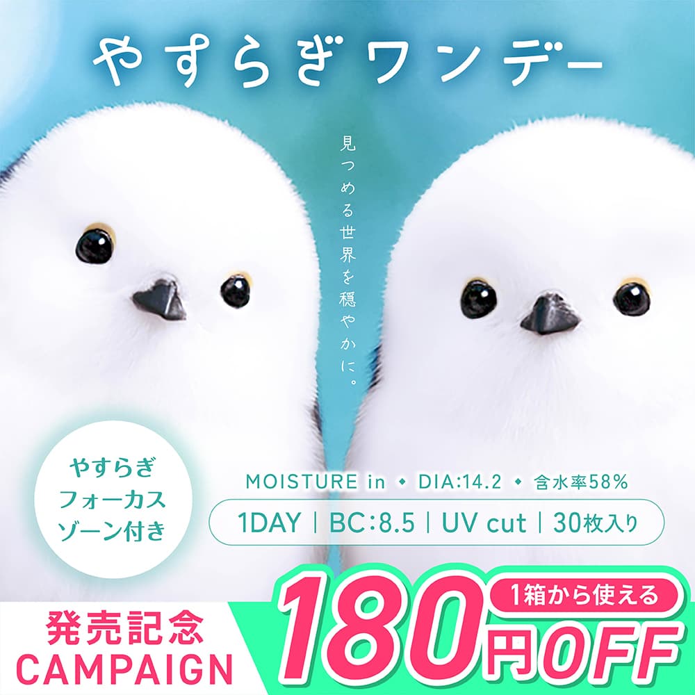 ＼新発売SALE180円割引／やすらぎワンデー[30枚入 1箱] ネコポス便対応 ピントアシストつきワンデーコンタクト 1日使い捨て スマホ眼 高含水率 即日発送 BC8.5 DIA14.2mm