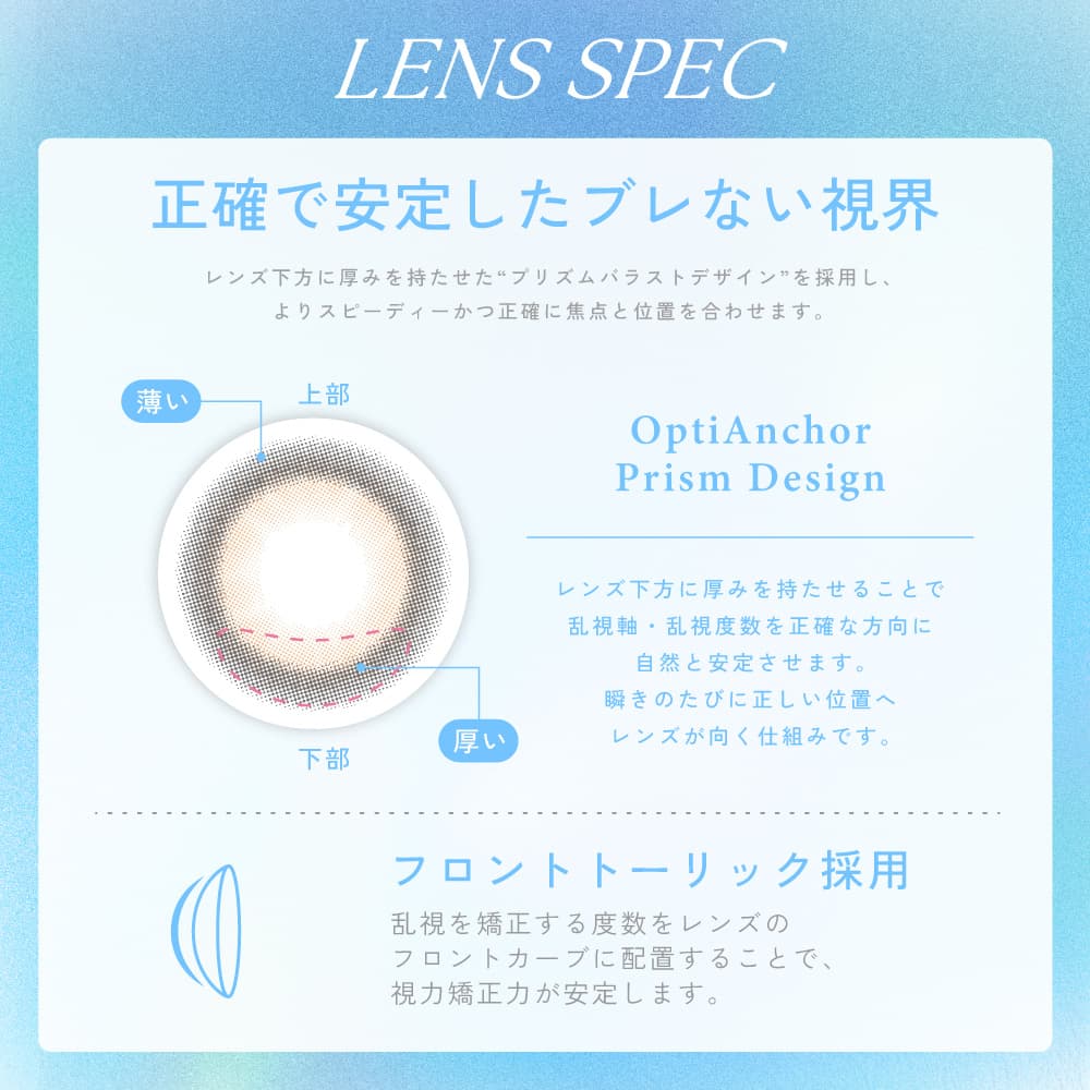 キャンディーマジックトーリック ワンデー (candy magic TORIC 1day) 正確で安定した視界をキープ