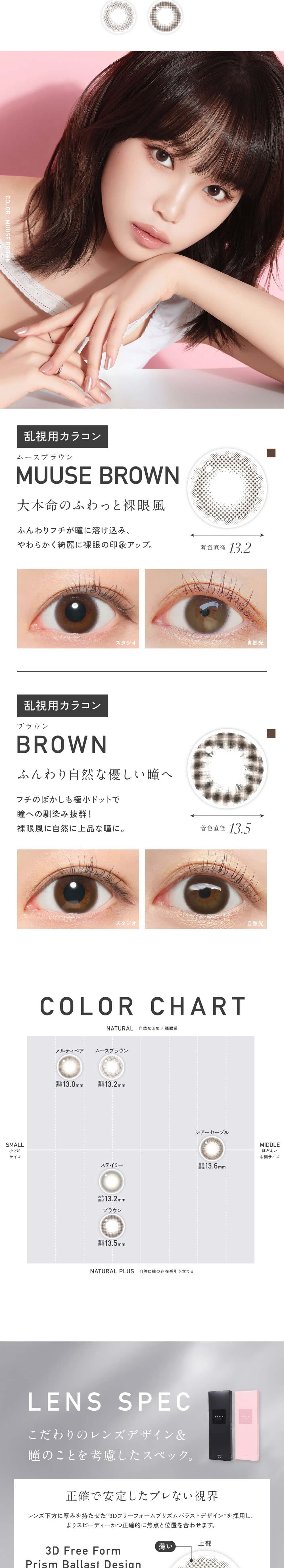 レヴィア乱視用(ReVIA TORIC 1day)カラーチャートと製品スペック