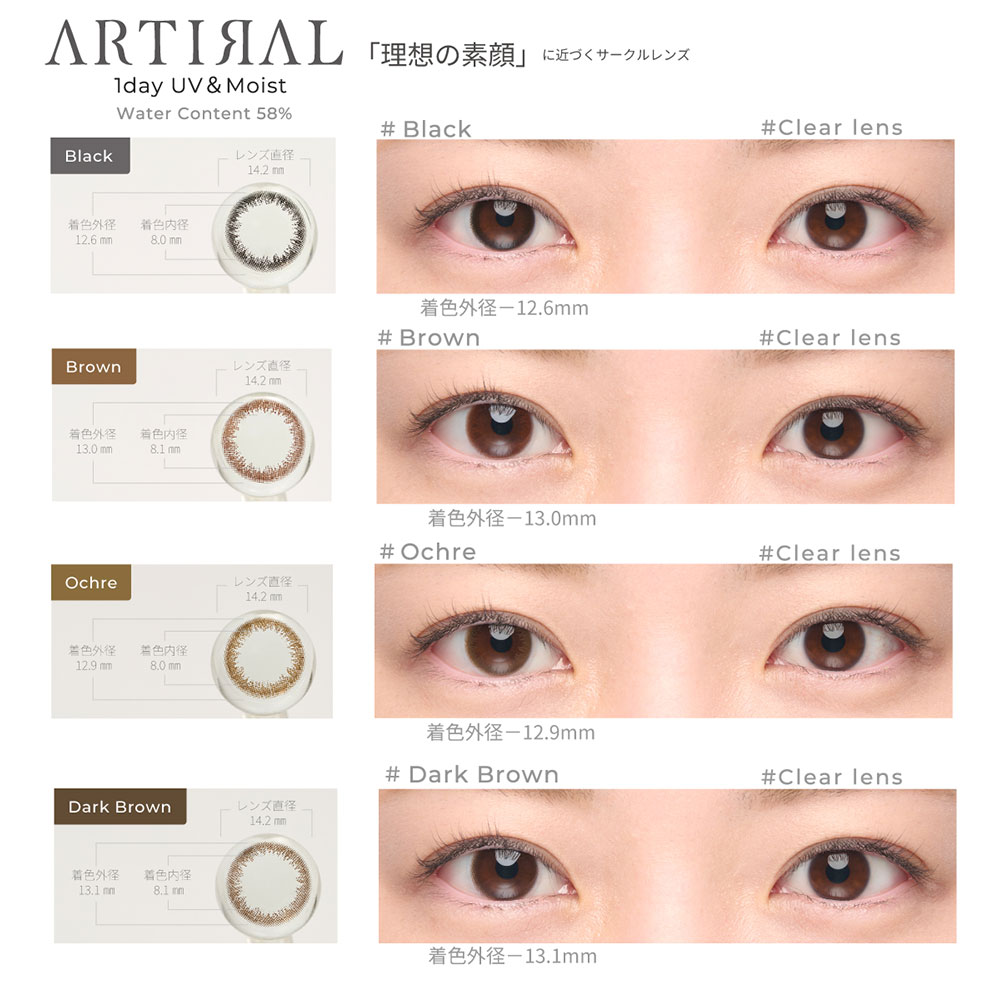 アーティラルUVM(ARTIRAL)サークルレンズ系ナチュラルカラコンの装着写真