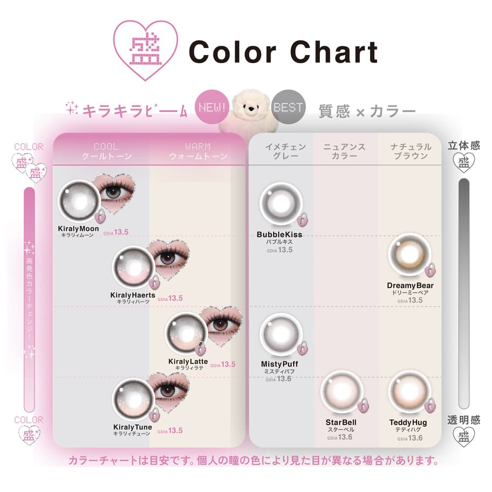 リルミィワンデーのカラーチャート