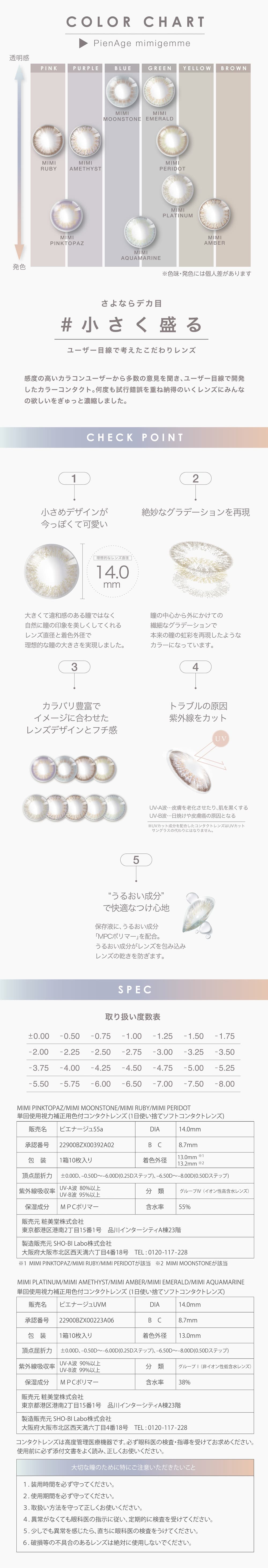 ピエナージュミミジェム製品スペック