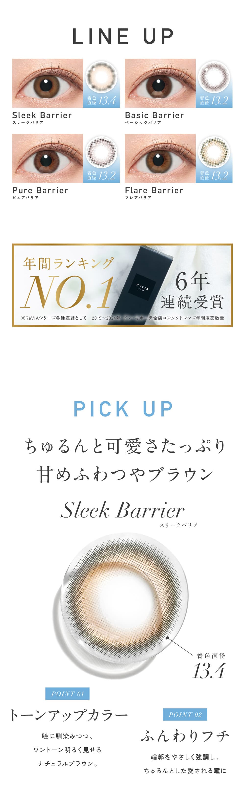 レヴィアブルーライトカットカラコン色の紹介