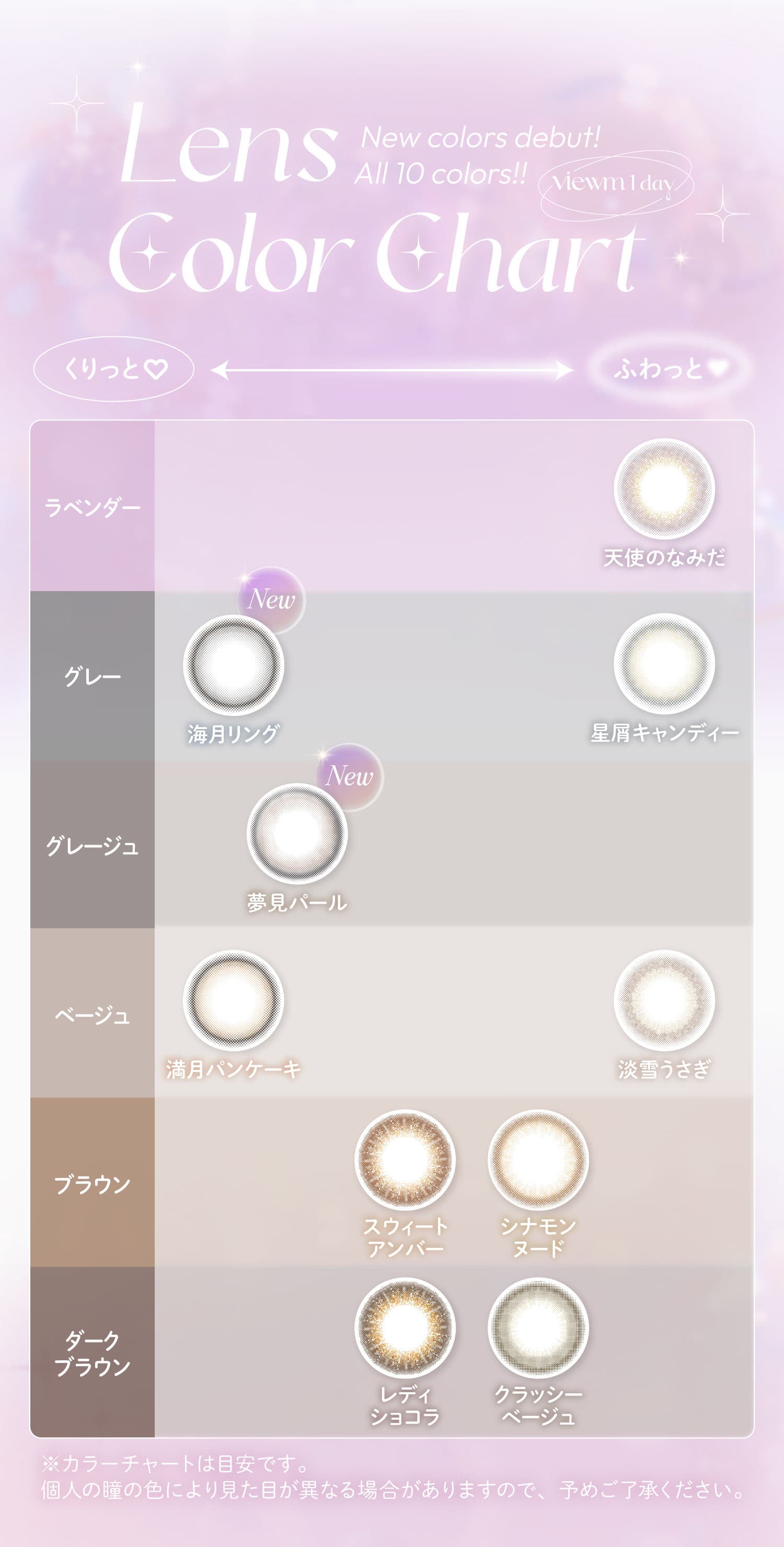 ビュームワンデーカラーチャート