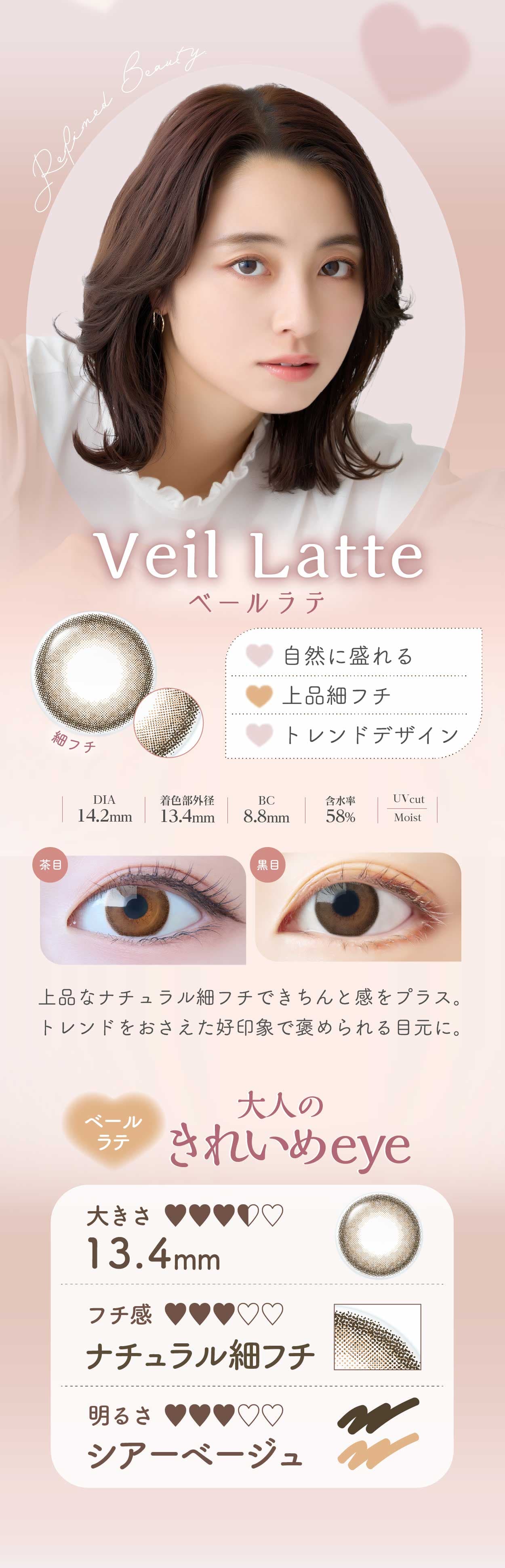 エルーミャワンデー マルチフォーカル - 遠近両用カラコンのカラーベールラテデザイン紹介